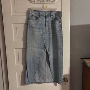 American Eagle Light Blue Denim Maxi Skirt